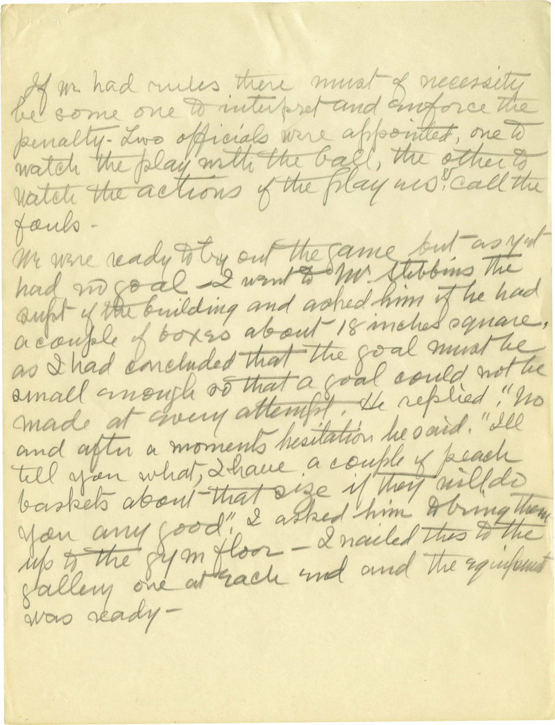 Illustration for article titled James Naismith's Handwritten Notes On The First Basketball Game